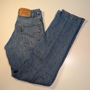 Vtg Levi’s 505 Regular Fit Straight Leg Jeans 29x32 Light Wash Distressed Y2K